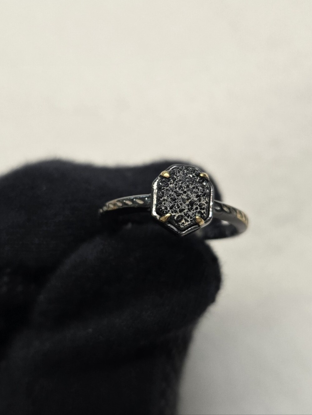Kendra Scott Calvin Black Drusy Ring Size 7 - Picture 4 of 9